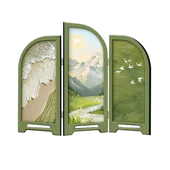 Mini biombo plegable, elegante pieza de arte, adorno decorativo para escritorio, para comedor Estilo A