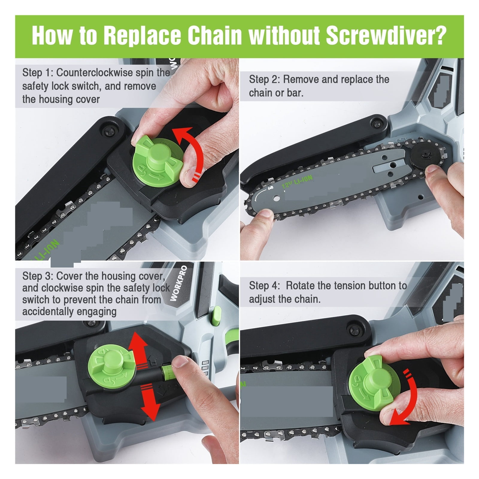 12V Electric 6 Inch Mini Chainsaw Rechargeable Cordless Pruning Saw One Hand Portable Garden Tool For Wood Cutting ,2 IN 1 Trimmer & Edger