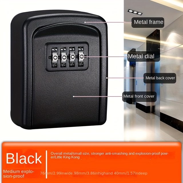 QJUHUNG 1pc Wall-mounted Key Storage Lock Box Household Key Waterproof Convenient Combination 4-digit Password Lock Box Indoor And Outdoor Fixed Spare Key And Shared Key Resettable Cod