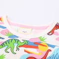 thumbnail image 4 of WIBACKER 2-7T Kids Girls Cotton Summer Jersey Dress Short Sleeve Crewneck Cartoon Dinosaur Dresses, 4 of 6