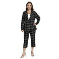 thumbnail image 2 of Womens Plus Size 2 Piece Plaid Suits Set Business Office One Button Blazer Jacket Casual Long Sleeve Pant Suit Set, 2 of 6
