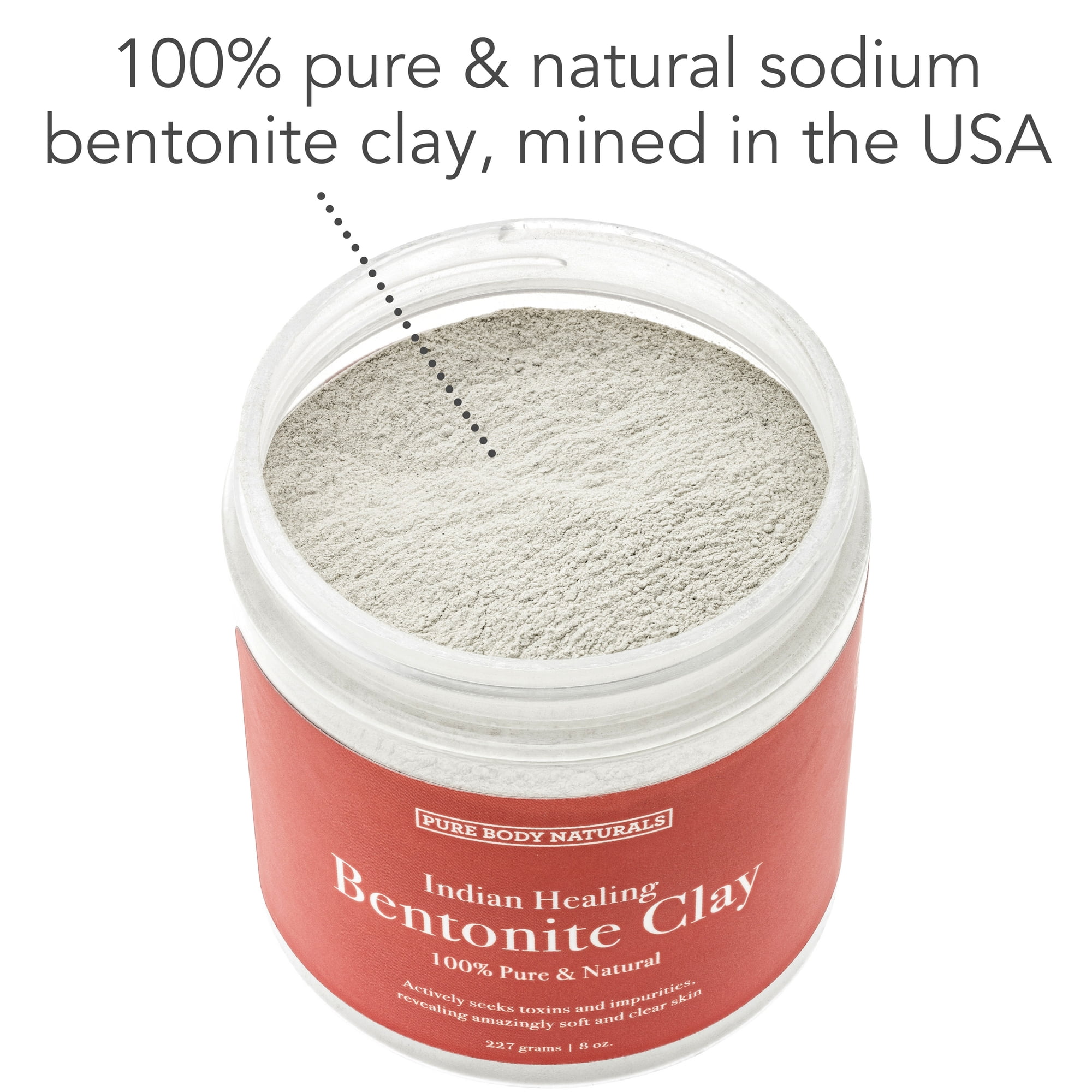 Bentonite Clay Powder for DIY Detox Body & Face Mask Pore Cleansing, (8.0 oz) by Pure Body Naturals