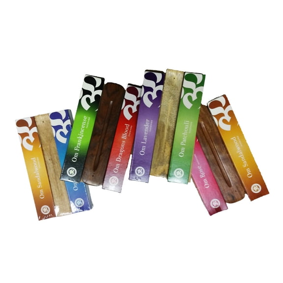 Om Incense Works x2 15grams Om Incense Gift Pack W Burner Assorted Fragrance