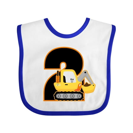 

Inktastic 2nd Birthday Construction Digger Truck Gift Baby Boy Bib