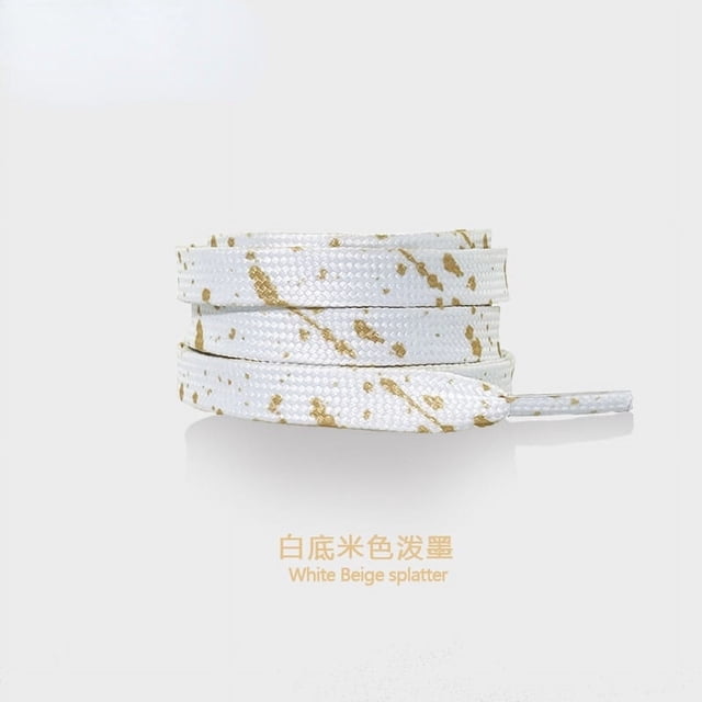 Shoelaces for Sneaker Flat Gilding Printing Ink Splatter Shoelace Colorful Splash Ink Hand-painted Basketball Shoe Laces for AF1 white gold 100cm