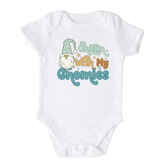 Chillin With My Gnomies Baby Bodysuit, Newborn Outfit, Baby Clothes, Gift for Children 12m White