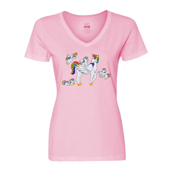Inktastic Cute Unicorn Family Women's V-Neck T-Shirt