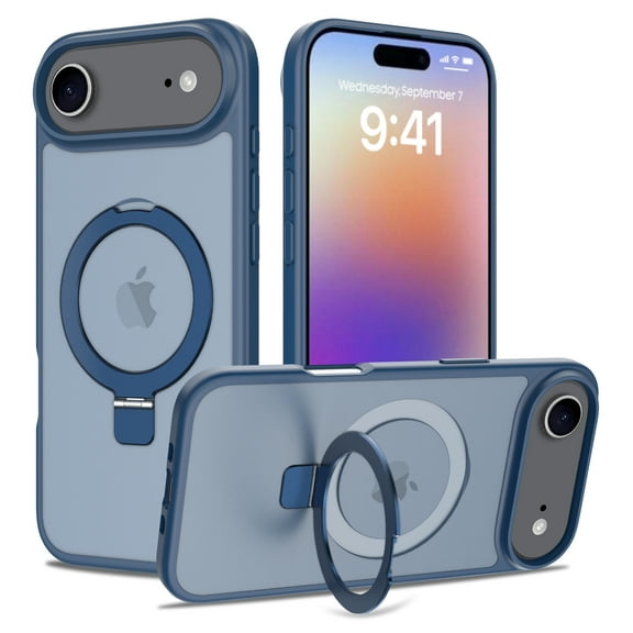 Allytechgroup iPhone 17 Air Case Matte, [Compatible with Magsafe] Ring Holder Kickstand Anti-Scratch Shockproof Bumper Slim Fit Shell Phone Case Cover for Apple iPhone 17 Air, Blue