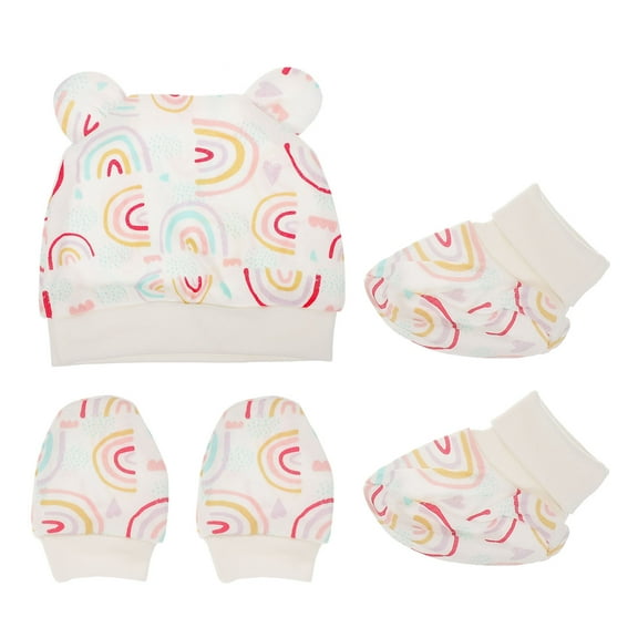 KALLORY Baby Hand Covers and Foot Covers Cotton Soft Multi-Colored Set for Newborns and Infants