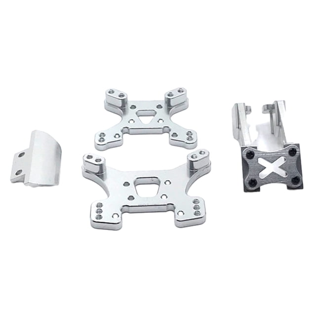 Ala trasera estable de aleación de aluminio Bewildely 4 piezas para 1/14 Rc Wltoys 144001 Plata