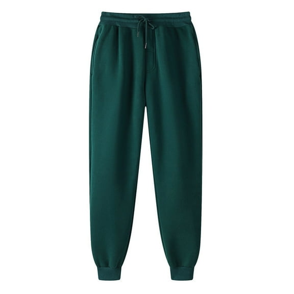 symoid Mens Fleece- Pants Pants Sweatpants Hip-hop Pants Legging Padded Casual Pants Green S