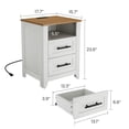 thumbnail image 2 of Farmhouse Nightstand set of 2 with 2 Drawer and Open Compartment, Side Table with Charging Station, End Table with Storage Shelf for Bedroom, Living Room, Color-Blocking, 2PCS, 2 of 8