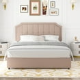 thumbnail image 3 of VECELO Queen Size Bed Frame with Storage Drawers & Charging Ports, Upholstered Platform Bed Frame with Adjustable Headboard, Mattress Foundation with Wooden Slats Support, No Box Spring Needed, Beige, 3 of 8