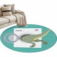 thumbnail image 2 of Funny Dinosaur Round Living Room Rugs 4 ft, Dinosaur's Butt White Washing Machine Farmhouse Washable Area Rug with Non-Slip Sturdy Edge Binding Round Carpet for Entryway Kitchen Bedroom Bathroom, 2 of 9