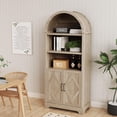thumbnail image 6 of Vipbear 70" Tall Arched Bookshelf, 3-Tier Bookcase with Glass Doors and Shelves, Wooden Display Case With 1 Large Storage D, 6 of 6