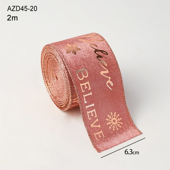 Holiday Decoration Ribbon, Christmas Bow Making Ribbon, Printed Gift Tie Ribbon for Xmas Gifts, Tree Decorations, 2 Meter Holiday Ribbon Roll