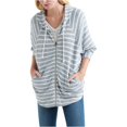 thumbnail image 1 of Lucky Brand Sudadera con capucha a rayas para mujer, azul, mediano Lucky Brand Sudadera, 1 of 2