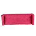 thumbnail image 5 of Velvet Upholstered Wooden Bench with Tapered Legs & Track Armrest Pink & Brown, 5 of 5