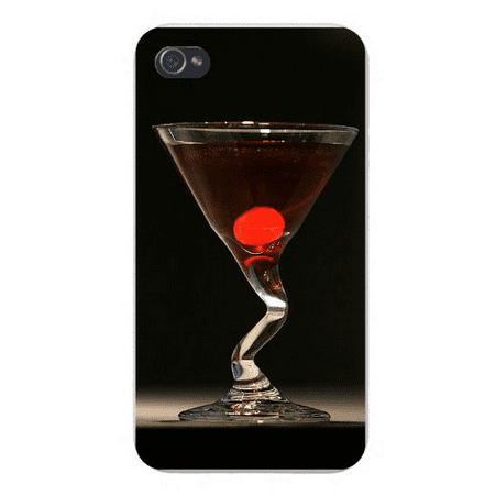 Apple Iphone Custom Case 4 4s White Plastic Snap on - Clear Martini Drink Glass Bent on (Best Nozzle Size For Clear Coat)