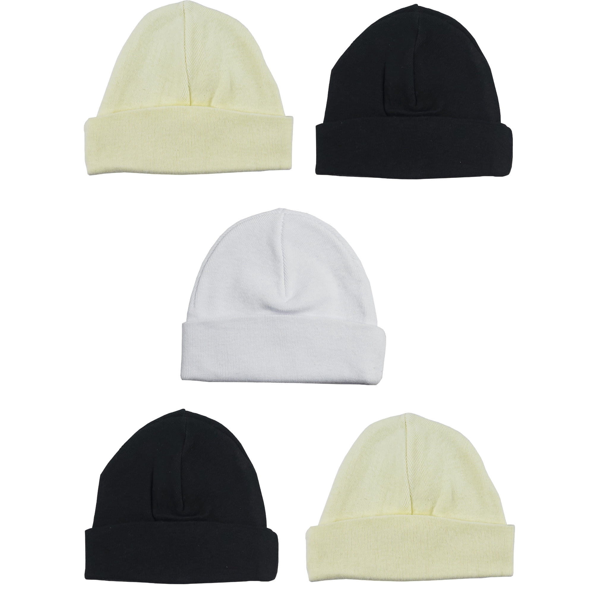 LS-0314 Beanie Baby Caps - White, Black & Yellow - One Size - 5 per Pack