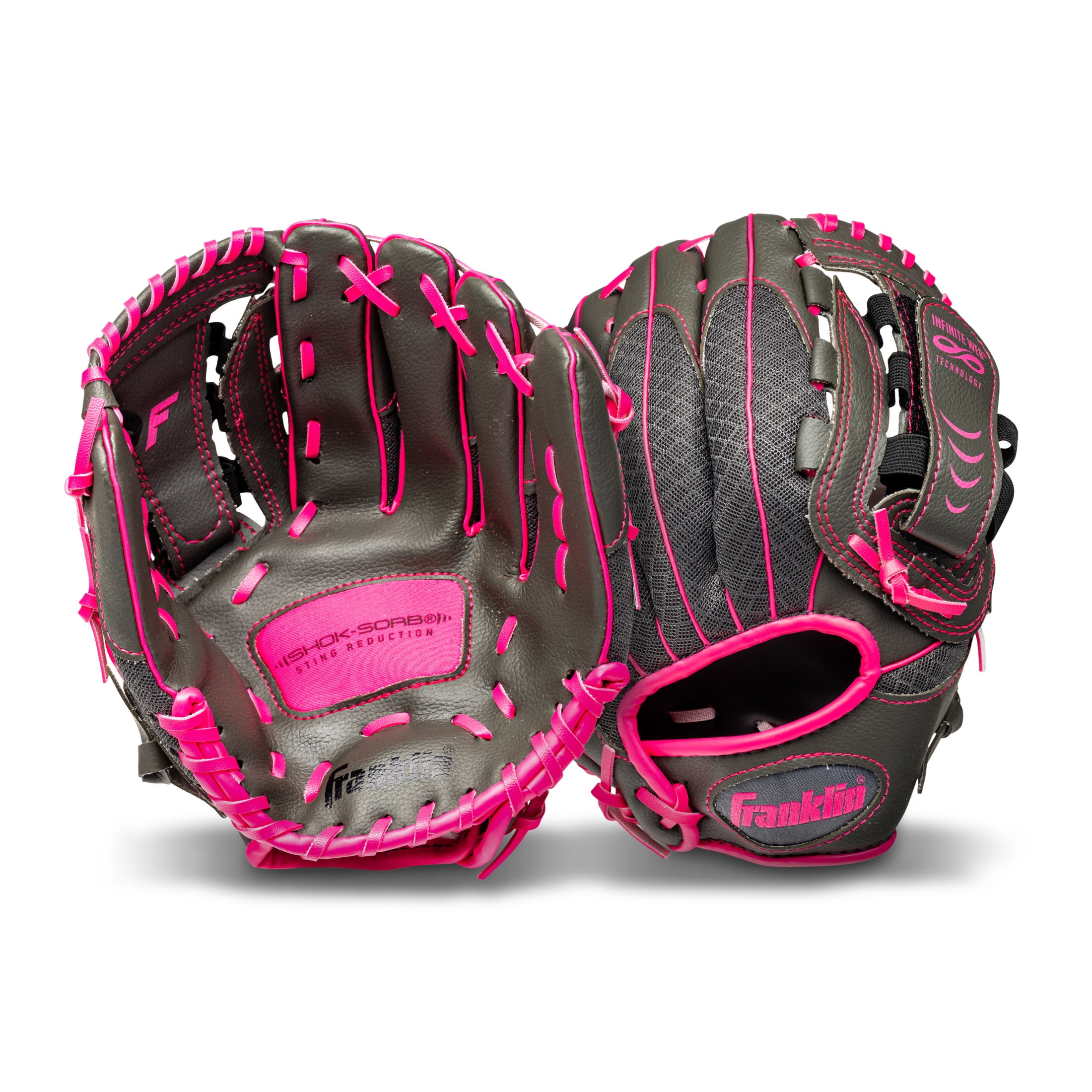 Franklin Sports Shok Sorb Kids Teeball Glove, 10.5 in, Pink, Right