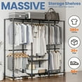 thumbnail image 2 of Baokaler Portable Closet Wardrobe 800LBS Heavy Duty Wire Garment Rack with Gray Fabric Cover, Metal Clothes Rack Freestanding Closet Organizer Portable Adjustable Wardrobe for Bedroom, Black, 2 of 12