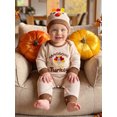 thumbnail image 5 of RUINIXCW Infant Boy Thanksgiving Outfit Waffle Knit Long Sleeve Romper and Hat Set, 5 of 7