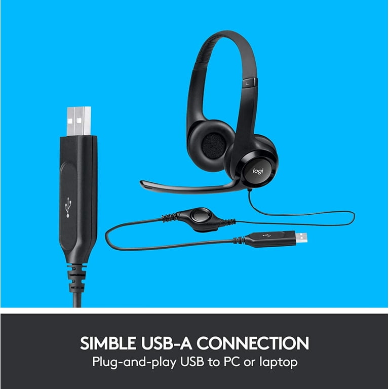Logitech Clearchat Comfort USB Headset - Noise-Canceling Mic, Volume Control, Padded Ear Cushions