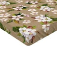 thumbnail image 4 of Ambesonne Cherry Blossom Fitted Sheet, Japanese Flowers Art, Full Size, Forest Green Camel Rose, 4 of 5