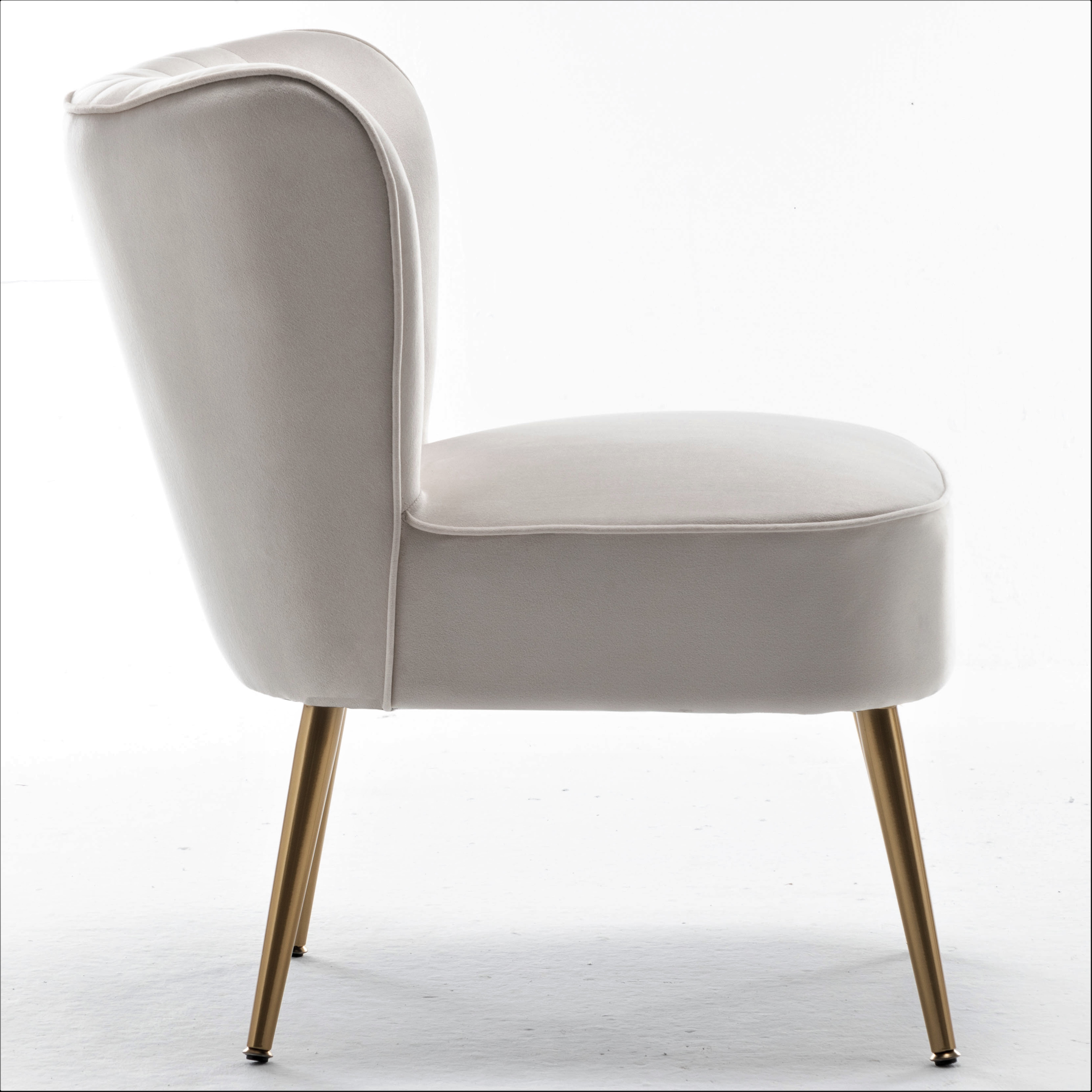 Uspridefurniture Sauter 23.2" Wide Mid-Century Modern Microfiber Accent Chair, Ivory