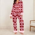 thumbnail image 2 of Valentine's Day Matching Pajamas for Couples Springs Women Pajama Sets V Neck Loungewear Women's Sleepwear Long Sleeve Womens Pjs Sets Watermelon Red, 2 of 4