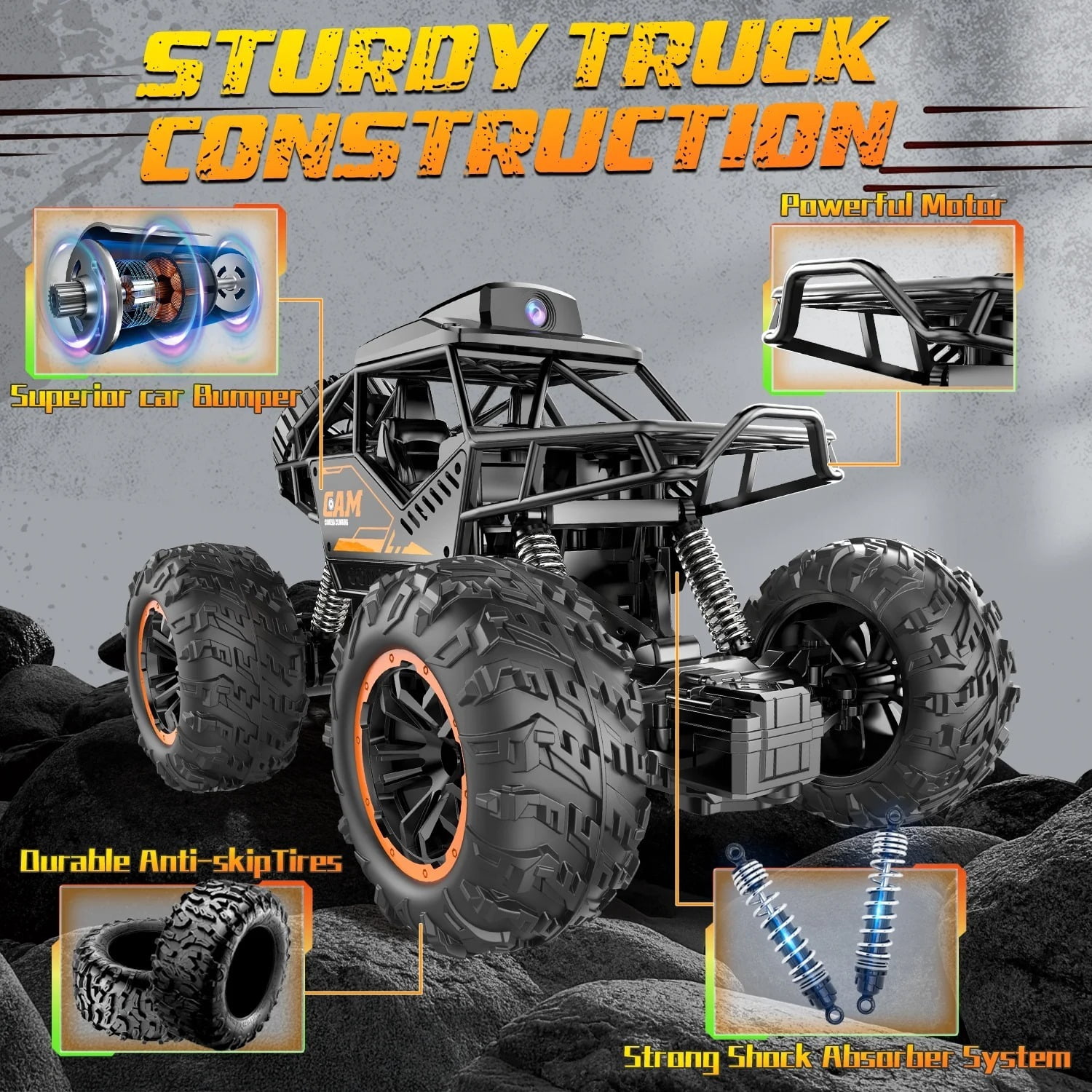 Freecat RC Car, Toys for Boy 8 to 11 Years, 1:18 Remote Control Monster Truck with 1080P HD Camera, 4WD 2.4Ghz Alloy RC Monster Truck Toys for Kids Boys Teens Adults Christmas Birthday Gifts.