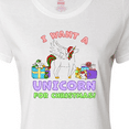 thumbnail image 4 of Inktastic I Want a Unicorn for Christmas with Presents Women's T-Shirt, 4 of 5