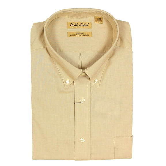 Gold Label Roundtree & Yorke Big and Tall Non-Iron Wrinkle-Resistant Men's Long Sleeve Casual Shirt (Chino 010, Large Tall, LT)