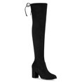 thumbnail image 1 of Unique Bargains Women's Round Toe Chunky Heel over The Knee High Boots, 1 of 8