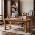thumbnail image 6 of Finmind 63" Solid Wood Executive Office Desk, Farmhouse Computer Desk, 6 of 11