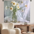 thumbnail image 5 of White Daisy Flower Kitchen Window Curtains 2 Panels 27.5W x 39H Rod Pocket Floral Plant Vase Aesthetic Art Small Short Door Decor Bathroom Drapery Treatment, 5 of 6