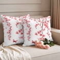 thumbnail image 2 of Spring Flower Pillow Covers 2 Pack Watercolor Pink Cherry Blossom Floral Butterfly Pillowcase Waterproof Outdoor Throw Pillow Cover for Patio Garden Square Cushion 26”x26”, 2 of 9