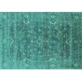 thumbnail image 1 of Ahgly Company Machine Washable Indoor Rectangle Oriental Turquoise Blue Industrial Area Rugs, 2' x 5', 1 of 4