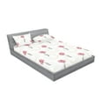 thumbnail image 2 of Lotus Flowers Fitted Sheet & Pillow Sham Set, Modern Design Simple Boho Floral with Polygonal Shapes on Plain Backdrop, Decorative Printed 3 Piece Bedding Decor, King, Ivory Pale Pink, by Ambesonne, 2 of 2