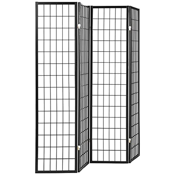 ORE International 4-Panel Shoji Screen Room Divider, Black