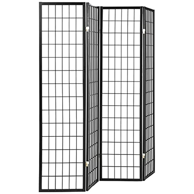 ORE International 4-Panel Shoji Screen Room Divider, Black