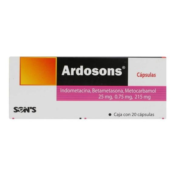 Indometacina/betametasona/metocarbamol Ardosons Son s 25 mg /0.75 mg /215 mg 20 pzas