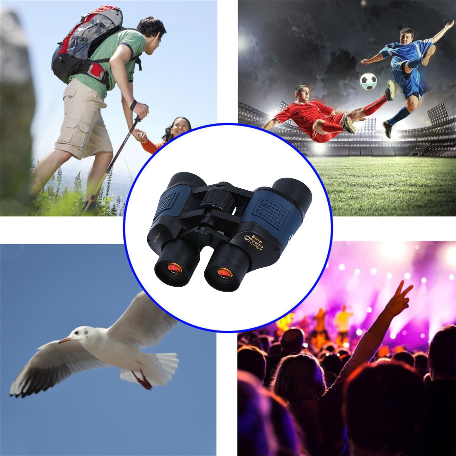 SPOORYYO 60x60 High Power Binoculars for Adults, 7X Magnification with Clear BAK4 Lens, Waterproof and Fog-Proof, Suitable for Concerts, Bird Watching, Sports, and Outdoor Activities