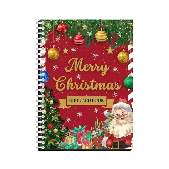 Christmas Gift Card Book, Merry Christmas Gift Card Book for Adults, Spiral Bound Holiday Card Organizer, Gift Card Holder Journal for Christmas