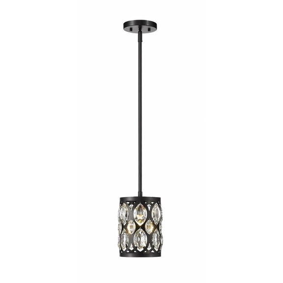 1 Light Mini Pendant in Sleek Style 6.5 inches Wide By 9 inches High-Matte Black Finish Bailey Street Home 372-Bel-4186126