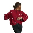 thumbnail image 3 of Women'S Oversized Heart Sweater Long Sleeve Crewneck Drop Shoulder Cute Knit Tops Jumper Red XXL, 3 of 8