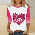 thumbnail image 2 of mihongmao Plus Size Valentine Shirts for Women Crew Neck Women Valentine's Day Festival Leisure Print Round Neck Three Quarter Sleeve 3/4 Sleeve T-shirt Loose Pink 5X, 2 of 4