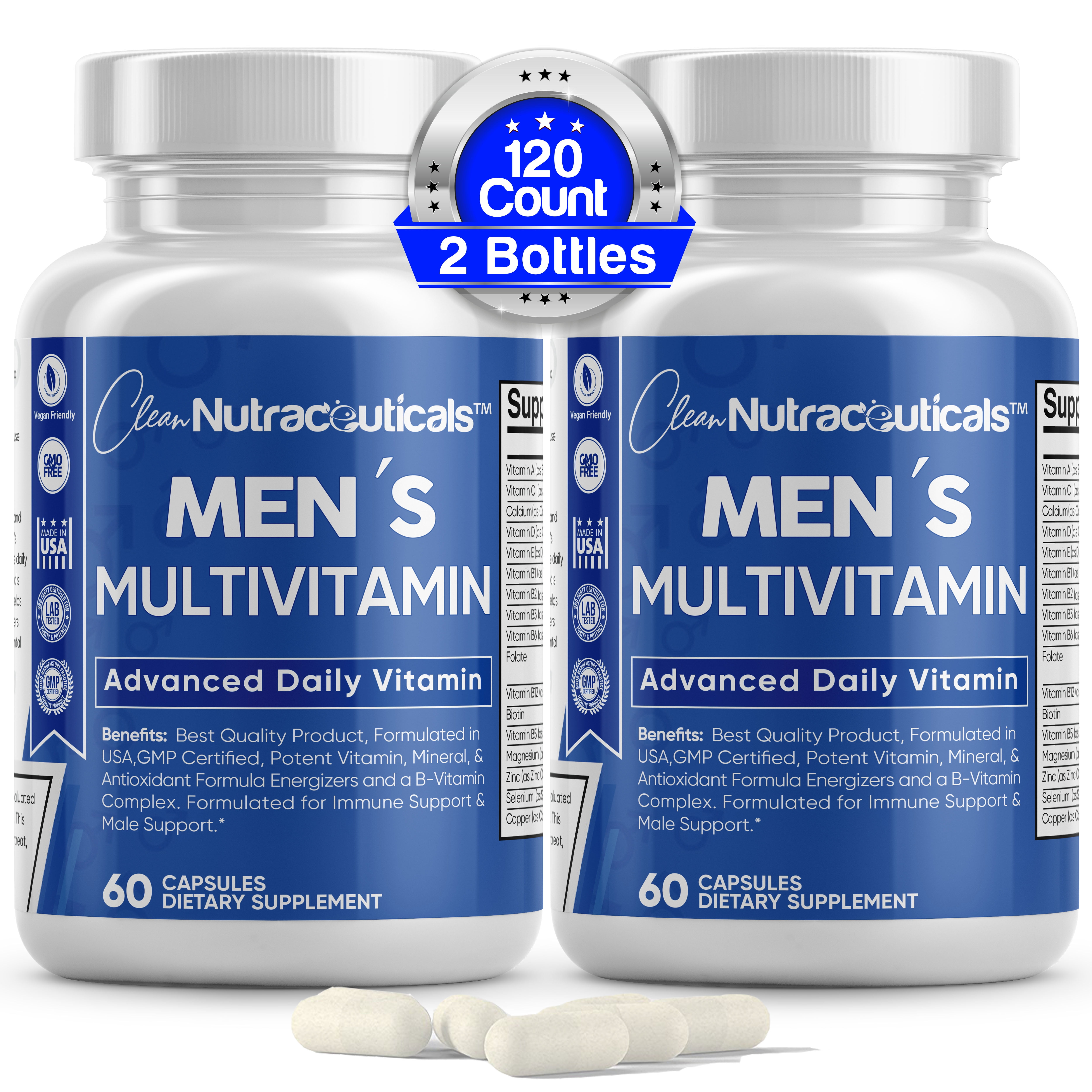 Multivitamin for Men Daily Supplement with Vitamins A, C, E, B1, B2, B6 ...