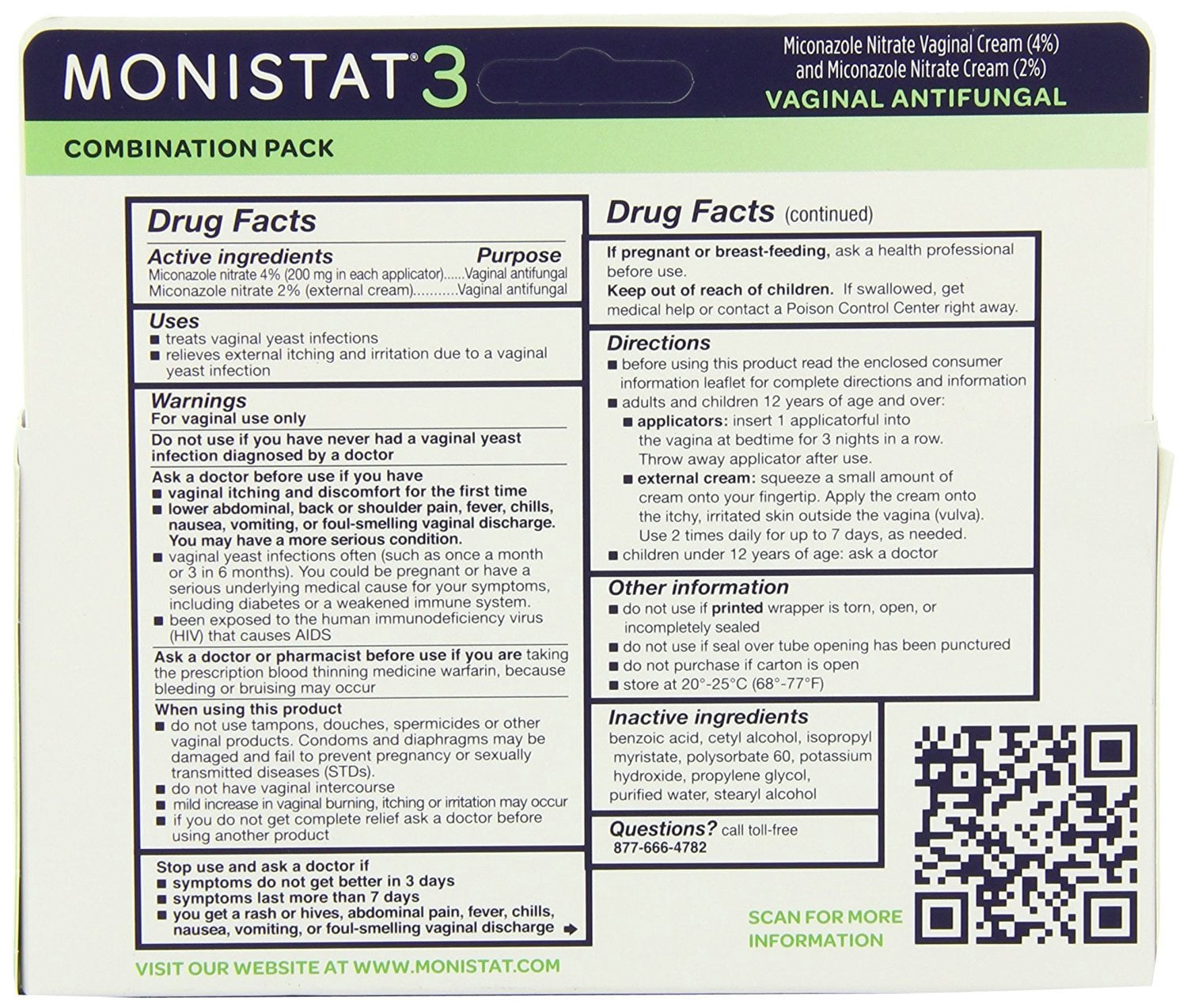 Monistat 3-Day Yeast Infection Treatment | Prefilled Applicators + Itch Cream